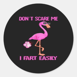 Cute Don't E Me I Fart Easy Fart Joke Flamingo Wom Classic Round Sticker