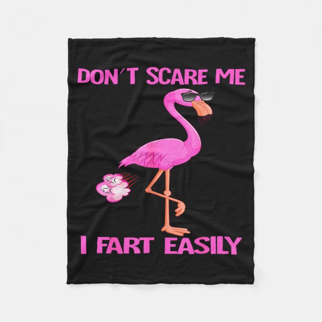 Cute Don't E Me I Fart Easy Fart Joke Flamingo Wom Fleece Blanket (Front)