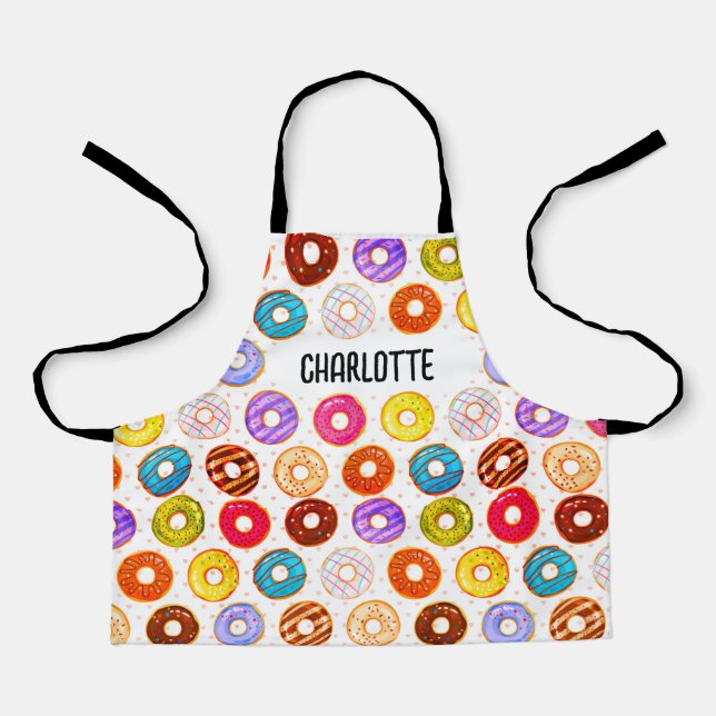 Cute Donut Pattern Kids Personalized Apron (Front)