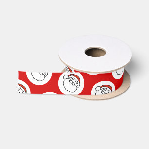 Cute Doodle Art Christmas Santa on Red Satin Ribbon