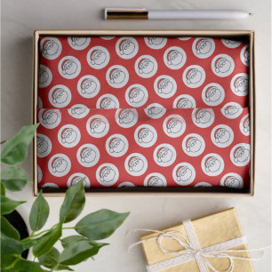 Cute Doodle Art Christmas Santa on Red Tissue Paper