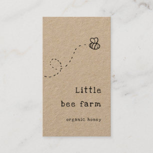 cute doodle bee flying rustic honey business card