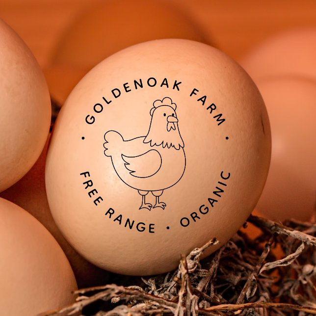 Cute Doodle Chicken Personalised Farm Fresh Eggs Rubber Stamp (Creator Uploaded)