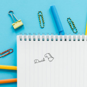 Cute Doodle Dinosaur Custom Name Personalised Self-inking Stamp