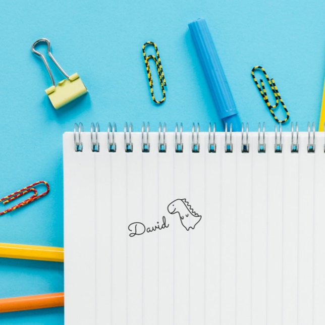 Cute Doodle Dinosaur Custom Name Personalised Self-inking Stamp (Creator Uploaded)