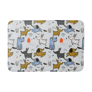 Cute Doodle Dog Pattern Bath Mat