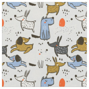Cute Doodle Dog Pattern Fabric