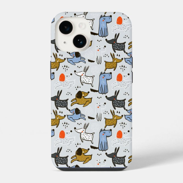 Cute Doodle Dog Pattern iPhone Case (Back)