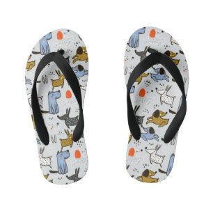 Cute Doodle Dog Pattern Kid's Jandals