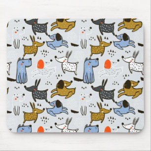 Cute Doodle Dog Pattern Mouse Pad