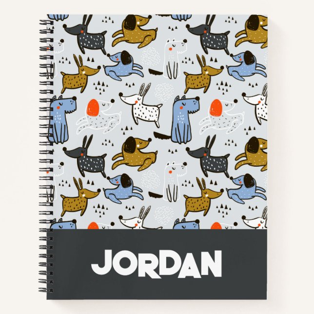 Cute Doodle Dog Pattern Notebook (Front)