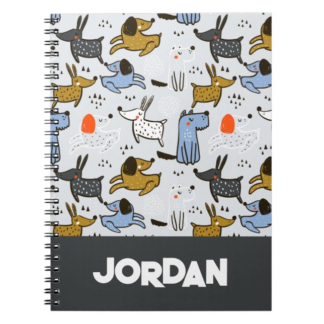 Cute Doodle Dog Pattern Notebook (Front)