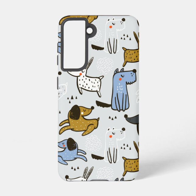 Cute Doodle Dog Pattern Samsung Galaxy S21 Case (Back)
