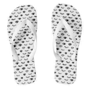 Cute Doodle Eyelash Pattern Jandals