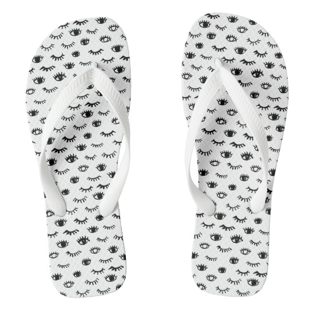 Cute Doodle Eyelash Pattern Jandals (Footbed)