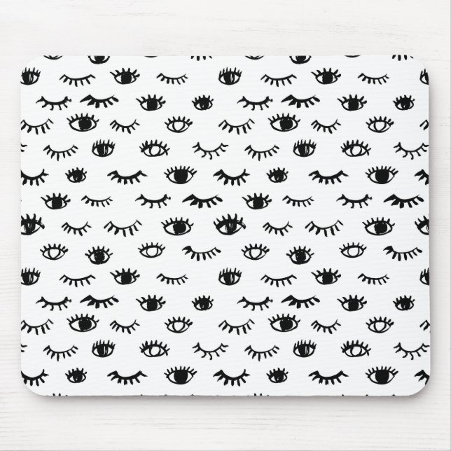 Cute Doodle Eyelash Pattern Mouse Pad (Front)