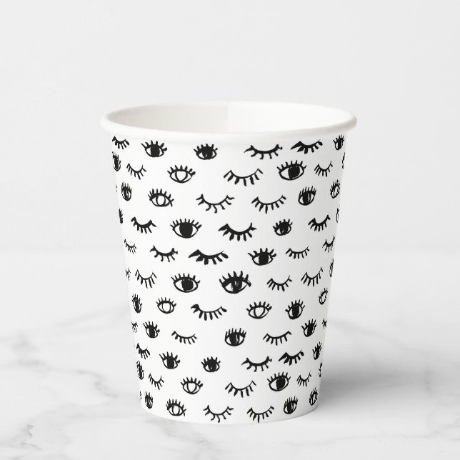 Cute Doodle Eyelash Pattern Paper Cups (Left)