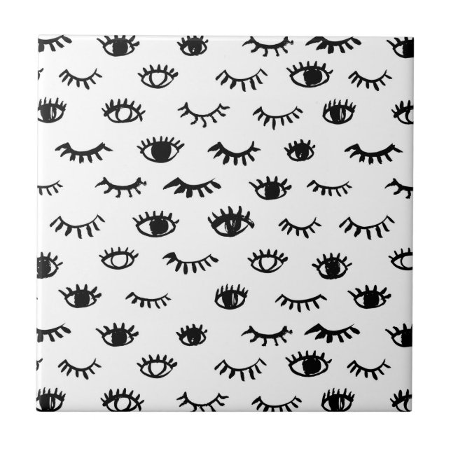 Cute Doodle Eyelash Pattern Tile (Front)