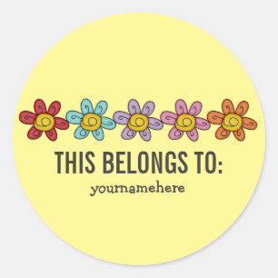 Cute Doodle Flower Stickers {THIS BELONGS TO}