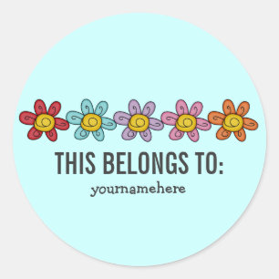 Cute Doodle Flower Stickers {THIS BELONGS TO}