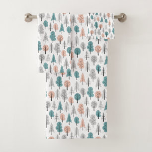 Cute Doodle Forest Pattern Bath Towel Set