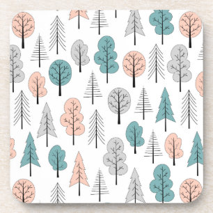 Cute Doodle Forest Pattern Coaster
