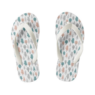 Cute Doodle Forest Pattern Kid's Jandals