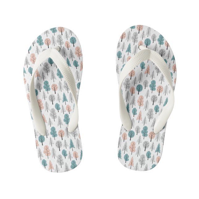 Cute Doodle Forest Pattern Kid's Jandals (Footbed)