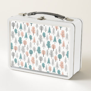 Cute Doodle Forest Pattern Metal Lunch Box