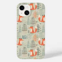 Cute Doodle Fox Forest Woodland Pattern