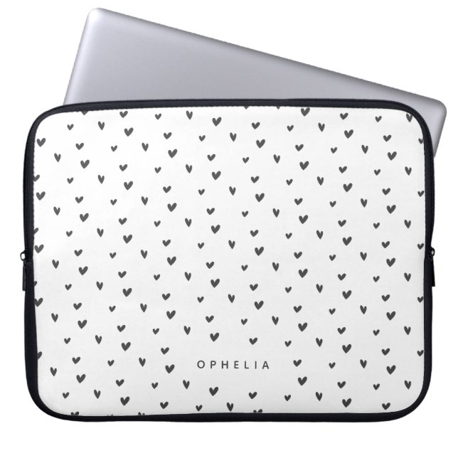 Cute Doodle Heart Pattern Laptop Sleeve (Front)