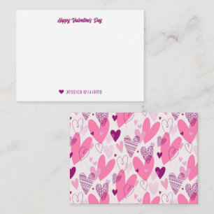 Cute Doodle Heart Pattern Pink Valentine's Day Card