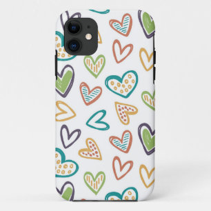 Cute Doodle Hearts   Colourful Custom iPhone case
