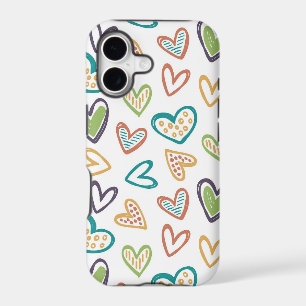 Cute Doodle Hearts Colourful Custom iPhone case