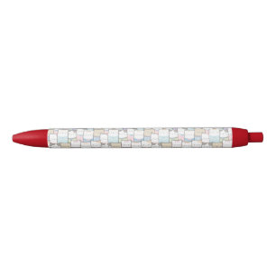 Cute Doodle Kitten Faces Pattern Black Ink Pen