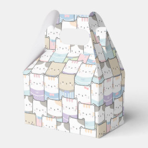 Cute Doodle Kitten Faces Pattern Favour Box