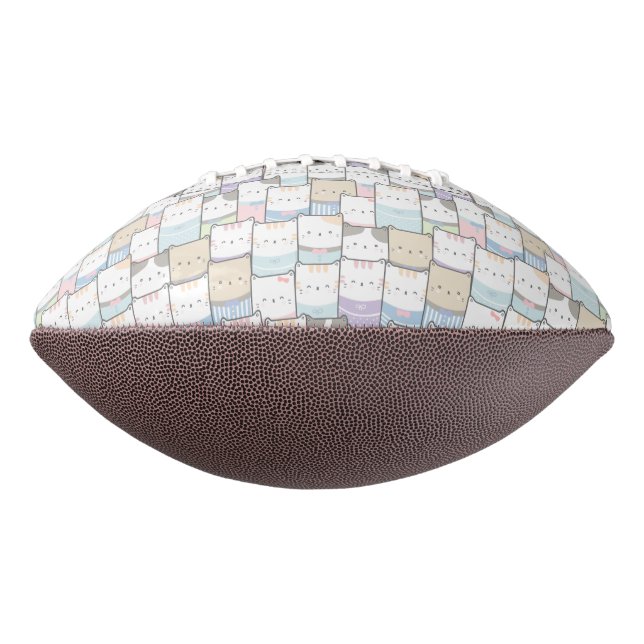 Cute Doodle Kitten Faces Pattern Football (Rotated 90)