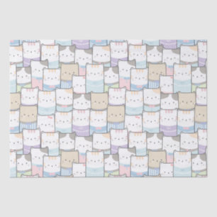 Cute Doodle Kitten Faces Pattern Tissue Paper