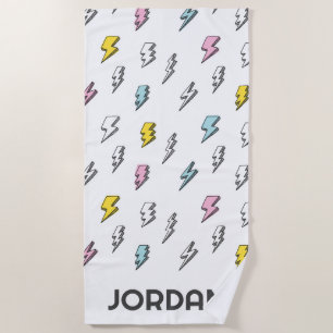 Cute Doodle Lightning Bolt Pattern Beach Towel