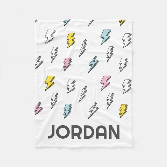 Cute Doodle Lightning Bolt Pattern Fleece Blanket (Front)