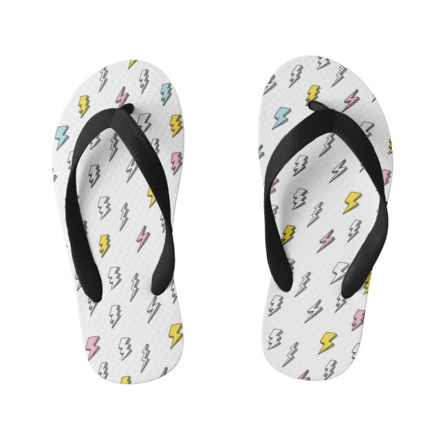 Cute Doodle Lightning Bolt Pattern Kid's Jandals (Footbed)
