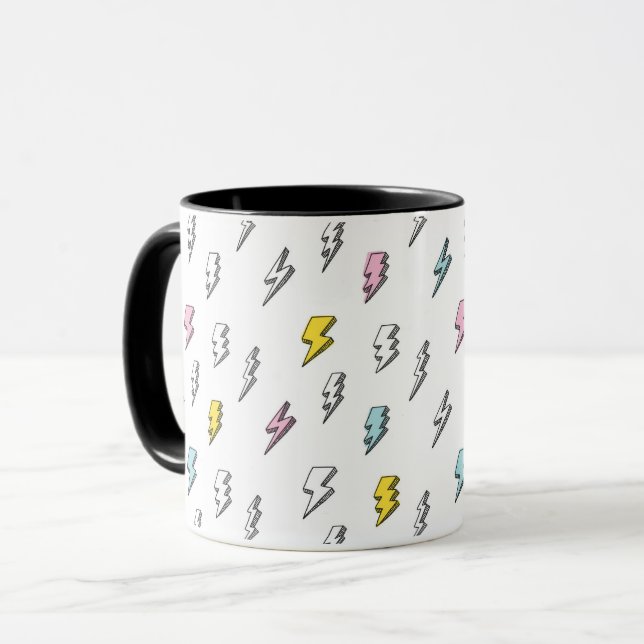 Cute Doodle Lightning Bolt Pattern Mug (Front Left)
