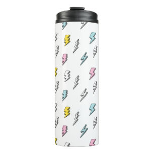 Cute Doodle Lightning Bolt Pattern Thermal Tumbler