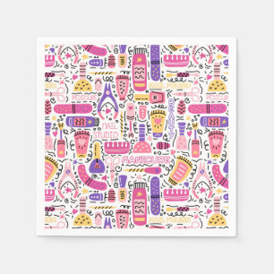 Cute Doodle Manicure Pattern Napkin