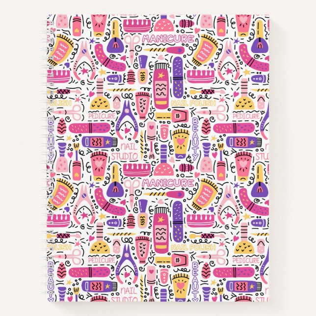 Cute Doodle Manicure Pattern Notebook (Front)