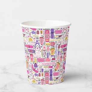 Cute Doodle Manicure Pattern Paper Cups
