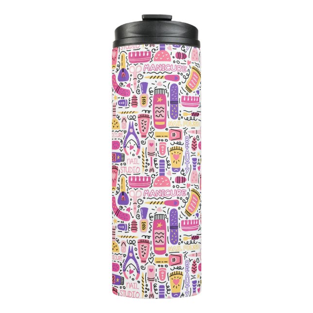 Cute Doodle Manicure Pattern Thermal Tumbler (Front)