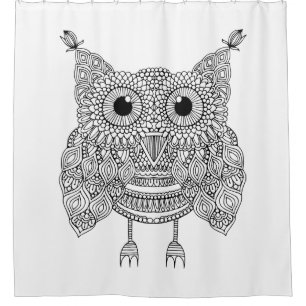 Cute Doodle Owl Shower Curtain