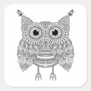 Cute Doodle Owl Square Sticker