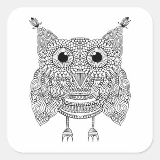 Cute Doodle Owl Square Sticker